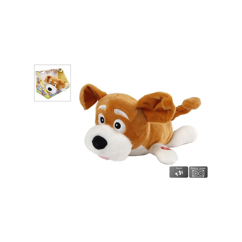 Peluche chien à rouler avec son 28 cm avec piles