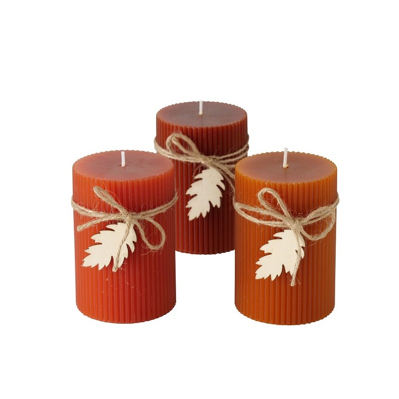 Boltze Home Bougie Pilier Levka Ø7xH10cm Marron, Naturel, Orange, Rouge mélange de couleurs