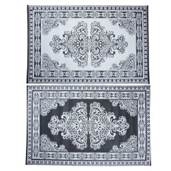 Esschert Design Tapis de jardin motif persan 186x120cm noir et blanc