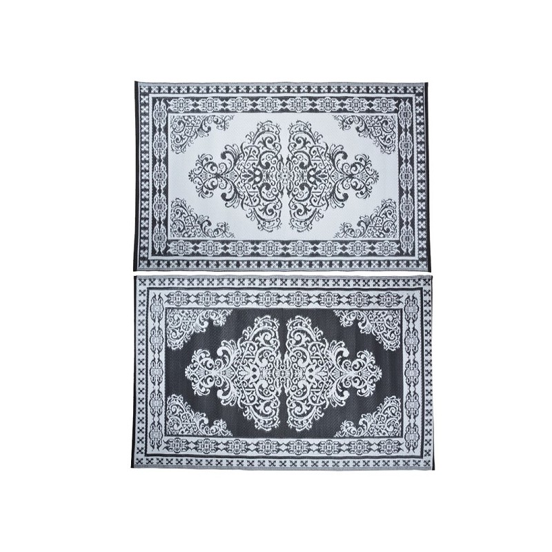 Esschert Design Tapis de jardin motif persan 186x120cm noir et blanc