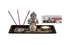 Decoset Buddha op houten tray 22x14cm