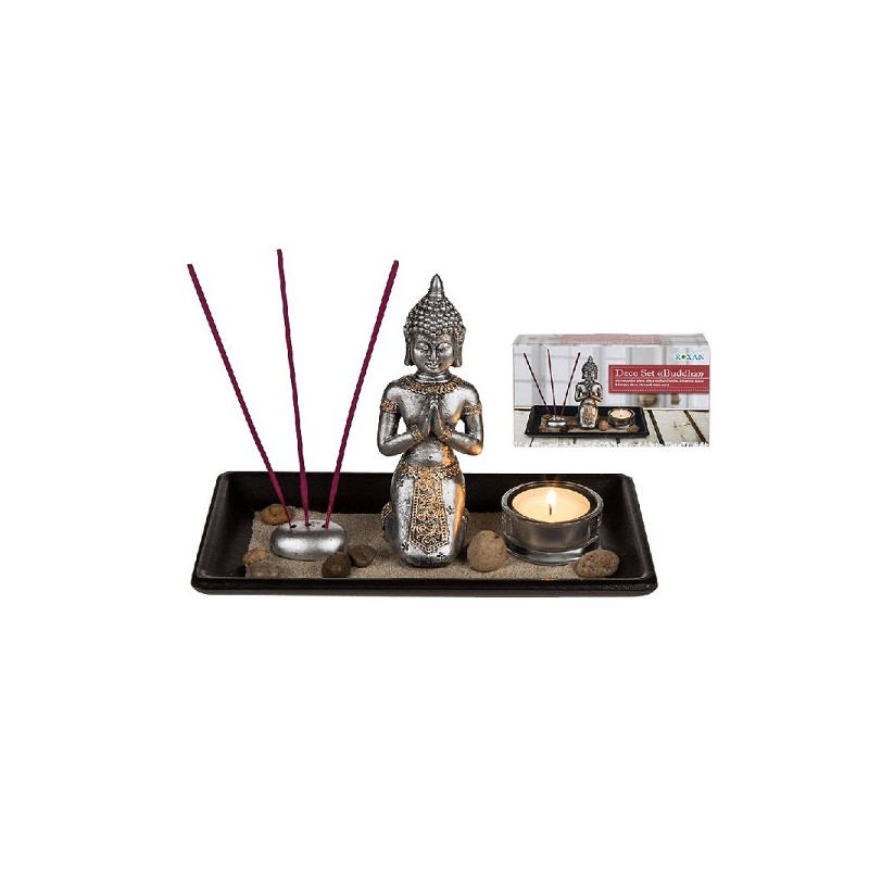 Decoset Buddha op houten tray 22x14cm