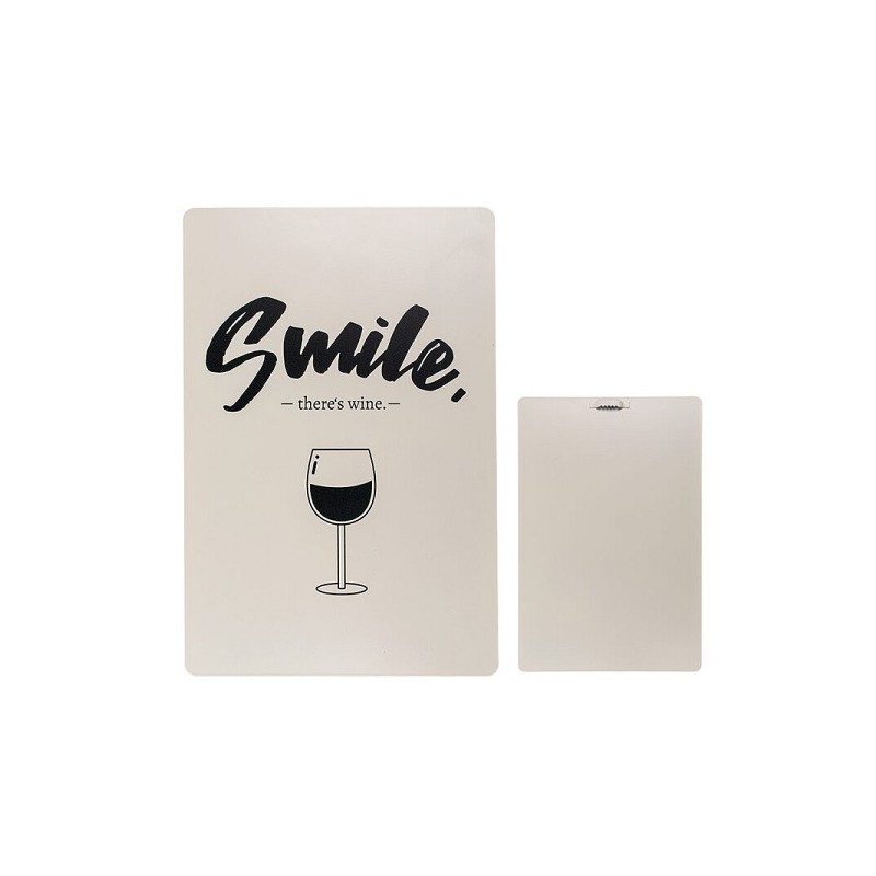 Panneau texte en métal Sourire, il y a du vin 20x30cm métal