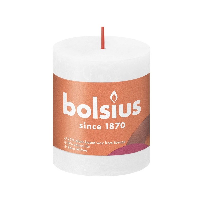 Bolsius Shine Collection Rustiek stompkaars 80/68 Cloudy White- Wolkenwit