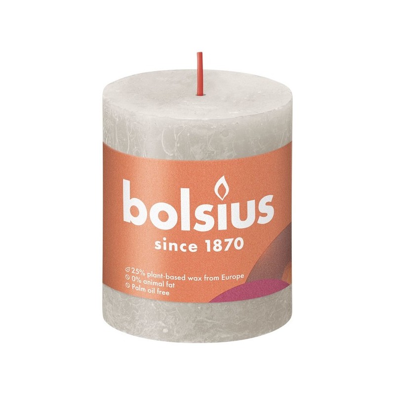 Bolsius Shine Collection Bougie bloc rustique 80/68 Sandy Grey - Gris sable