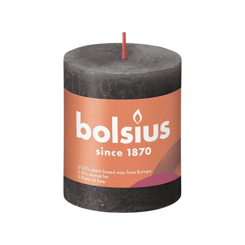 Bolsius Bougie bloc rustique 80/68 Gris orageux-Gris tempête