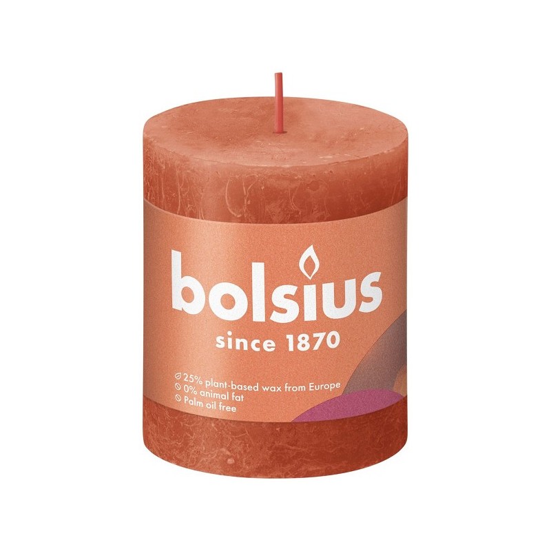 Bolsius Shine Collection Bougie bloc rustique 80/68 Orange Terreux - Orange Terreux