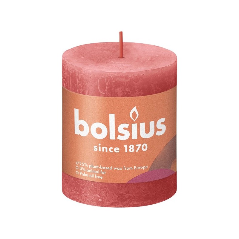 Bolsius Shine Collection Bougie bloc rustique 80/68 Blossom Pink - Blossom Pink