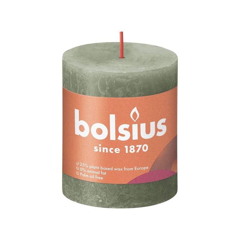 Bolsius Rustiek stompkaars 80/68 Fresh Olive- Fris Olijf