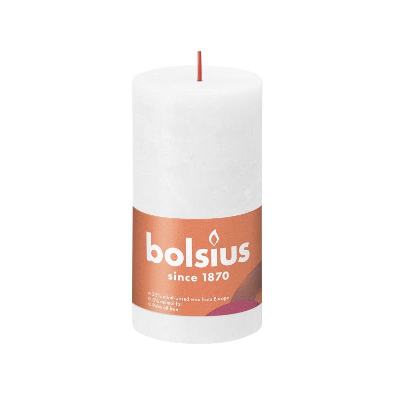Bolsius Shine Collection Rustiek stompkaars 130/68 Cloudy White- Wolkenwit