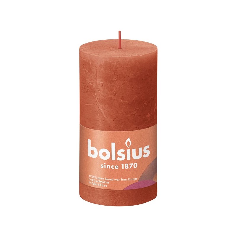 Bolsius Shine Collection Rustiek stompkaars 130/68 Earthy Orange- Aards Oranje