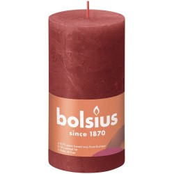 Bolsius Shine Collection Rustiek stompkaars 130/68 Delicate Red -Delicaat Rood