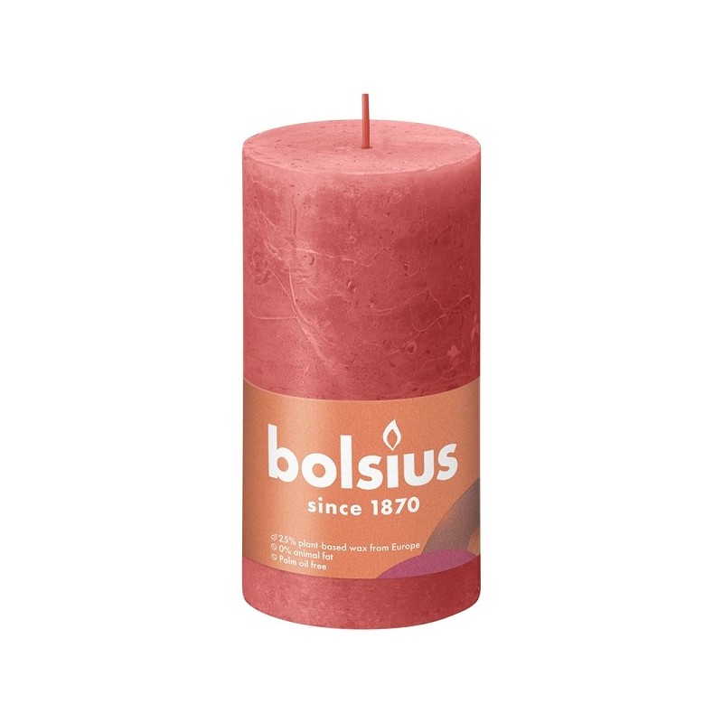 Bolsius Shine Collection Rustiek stompkaars 130/68 Blossom Pink -Bloesem Roze