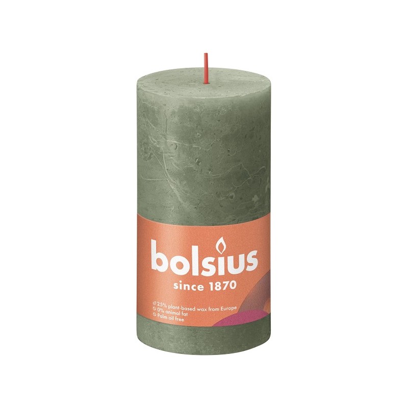 Bolsius Rustiek stompkaars 130/68 Fresh Olive- Fris Olijf
