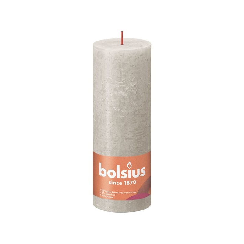 Bolsius Shine Collection Rustiek stompkaars 190/68 Sandy Grey - Zandgrijs