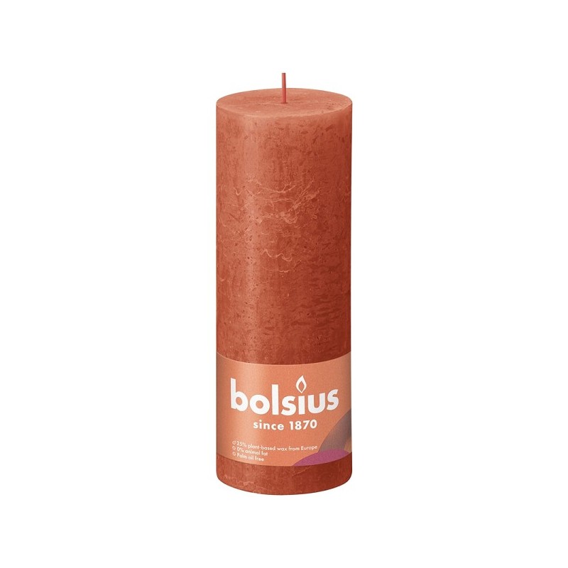 Bolsius Shine Collection Rustiek stompkaars 190/68 Earthy Orange- Aards Oranje