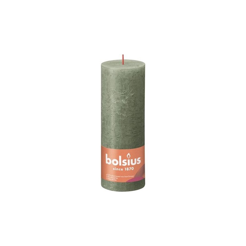 Bolsius Rustiek stompkaars 190/68 Fresh Olive- Fris Olijf