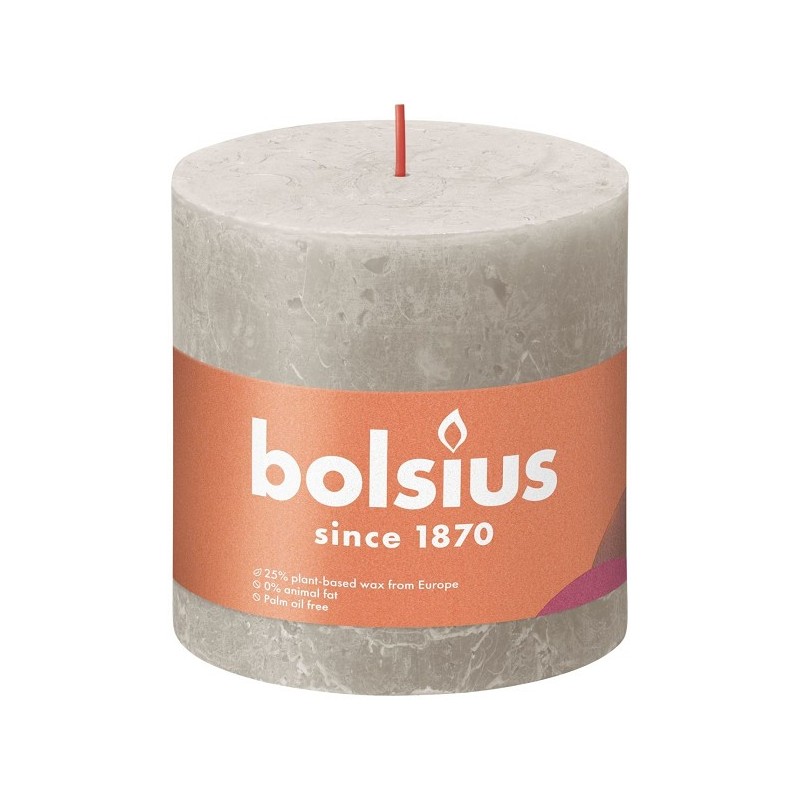 Bolsius Shine Collection Bougie pilier rustique 100/100 Sandy Grey - Gris sable