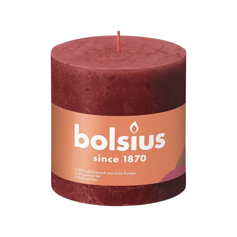 Bolsius Shine Collection Bougie bloc rustique 100/100 Rouge délicat-Rouge délicat