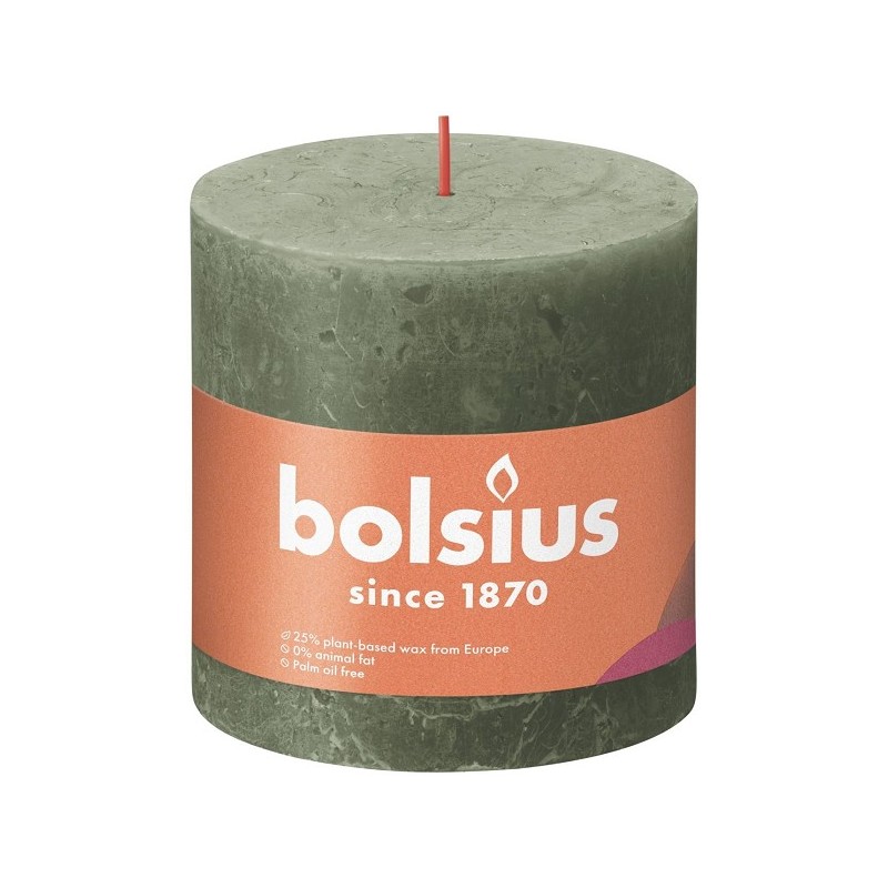 Bolsius Rustiek stompkaars 100/100 Fresh Olive- Fris Olijf