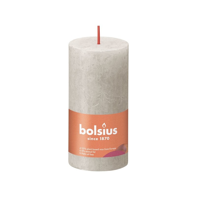 Bolsius Shine Collection  Rustiek stompkaars 100/50 Sandy Grey - Zandgrijs