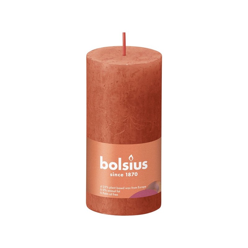 Bolsius Shine Collection Bougie bloc rustique 100/50 Orange terreux - Orange terreux