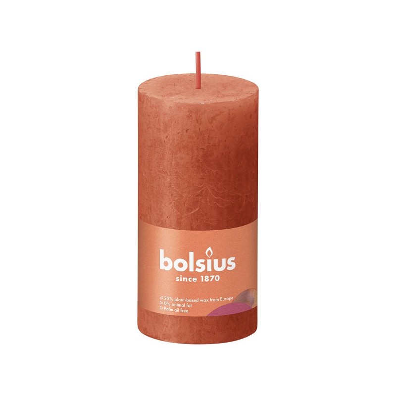 Bolsius Shine Collection  Rustiek stompkaars 100/50 Earthy Orange- Aards Oranje