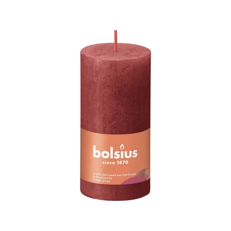 Bolsius Shine Collection Rustiek stompkaars 100/50 Delicate Red-Delicaat Rood