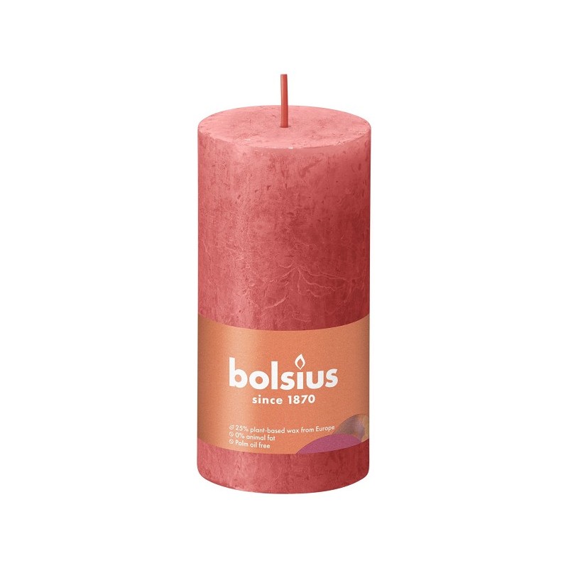 Bolsius Shine Collection Bougie pilier rustique 100/50 Blossom Pink -Blossom Pink