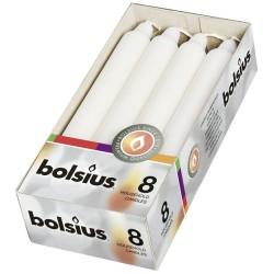 Bougie dîner Bolsius 180/21mm boîte a 8 Blanc