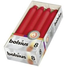 Bougie Dinner Bolsius 180/21mm boîte de 8 Rouge