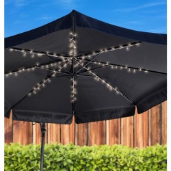 Guirlande solaire éclairage parasol LED 72L blanc chaud