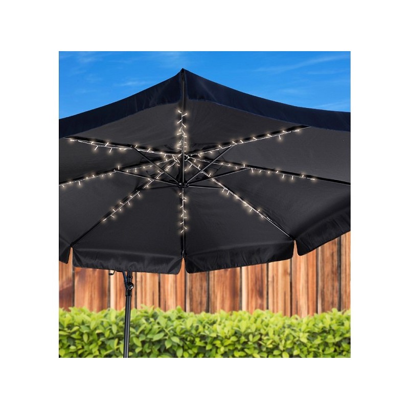 Guirlande solaire éclairage parasol LED 72L blanc chaud
