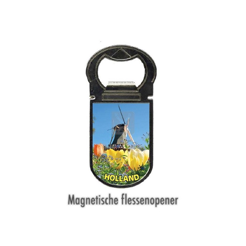 Flesopener Holland molen met magneet 9x4cm
