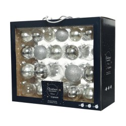 Set de boules de Noël en verre argenté boîte de 42 pièces