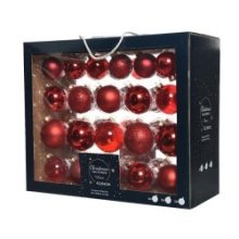 Kerstballenset van glas Kerstrood box a 42 stuks