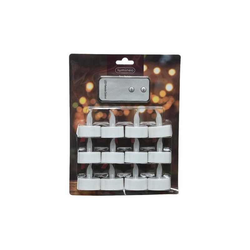 Ensemble de 12 bougies chauffe-plat LED Lumineo avec télécommande