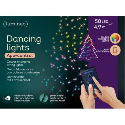 Lumineo verlichting met 50 LEDs  bedienbaar via Bluetooth App dancing lights 490cm multikleur alle kleuren van de regenboog incu