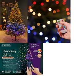 Lumineo verlichting met 200 LEDs bedienbaar via Bluetooth App-dancing lights 1990cm multikleur alle kleuren van de regenboog inc