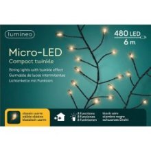 Lumineo Micro LED compact avec lumières 480l-6m, 8 fonctions effet scintillant Classique chaud