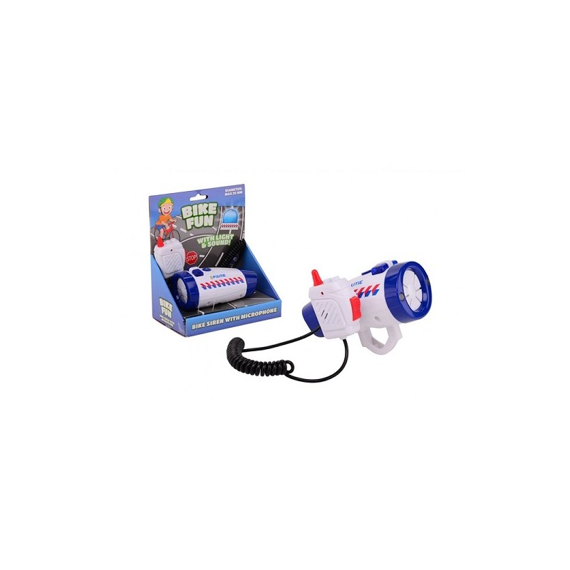 John Toy Bike Fun politiesirene met licht en microfoon voor op de fiets