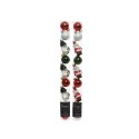 Decoris Tube de figurines de Noël en verre, tube de 9 pièces blanc/rouge/vert