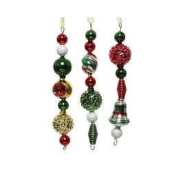 Decoris décoration de Noël en guirlande de verre en forme de figurines assorties aux couleurs traditionnelles de Noël longueur 1