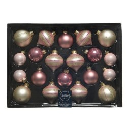 Decoris Glazen kerstballenset in assorti kleuren en vormen, set a 20 stuks