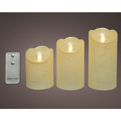 Set de bougies LED ondulantes Lumineo couleur ivoire avec télécommande cire Blanc chaud