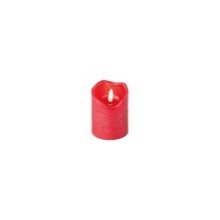 Lumineo LED kaars met vlam effect met flikkerende vlam rood kleurig dia7 x 9cm wax Warm wit met timer