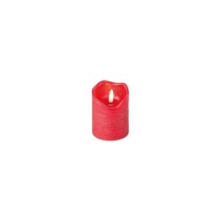 Bougie LED Lumineo effet flamme avec flamme vacillante couleur rouge dia7 x 9cm cire Blanc chaud avec minuterie