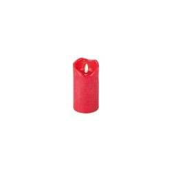 Lumineo LED kaars met een flikkerende vlam rood kleurig dia7 x 13cm wax Warm wit met timer