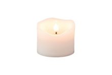 Lumineo LED vlam effect  kaars- met flikkerende vlam- wit dia7cm x 9cm warm wit met timer