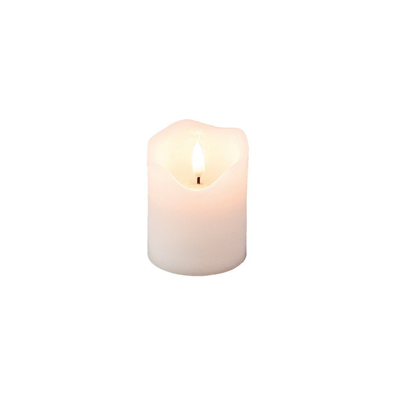 Bougie LED effet flamme Lumineo - avec flamme vacillante - blanc dia7cm x 9cm blanc chaud avec minuterie